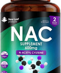 Nac N-Acetyl-Cysteine 600Mg (Per Serving) N-Acetyl Cysteine Nutritional Supplements 120 Nac Tablets - Nac Supplement High Bioavailability Amino Acid - Vegan Friendly - Made In Uk By Leaf
