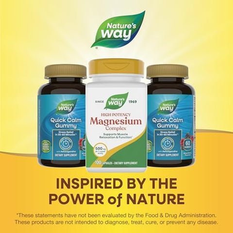 NatureS Way Magnesium Complex Supports Muscle Relaxation Muscle Function Promotes A Sense Of Calm Magnesium Citrate And Oxide 100 Capsules (Packaging May Vary)
