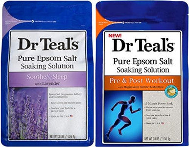 Dr. Teal'S Pure Epsom Salt Recovery Soaking Solution Set (2 Pack3Lbs Ea.) - Soothe & Sleep LavenderPre & Post Workout With Magnesium Sulfate & Menthol