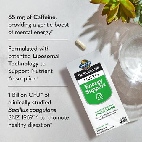 Garden Of Life Dr. Formulated Multi Energy Support Capsule With Green Coffee Bean Rhodiola & Probiotics Energy And Immune Support Non-Gmo Gluten-Free 30 Capsules