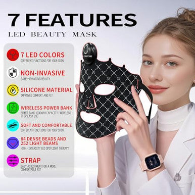 Linkfcare Linkf ' Care Red Light Therapy For Face 7 Color Led Face Mask Light Therapy Wireless Led Mask Therapy Facial Skin Care For Anti-Aging & Radiant Skin 'Red Light Mask
