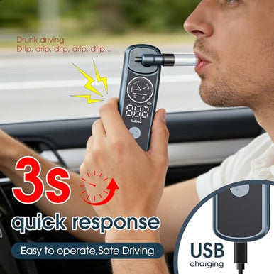 Moonpool Breathalyzer Alcohol Tester Portable Digital Breathalyzer With Lcd Display & Tri-Color Bac Indicator Voice Guidance Usb Rechargeable For Home & Party Use (Includes 4 Mouthpieces)