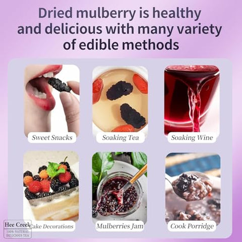 Hee Creek Top Grade Dried Mulberries Black Mulberry Tea 280g/10oz Wild Black Mulberry Dried Fruit No Sugar Added & No Additives Sand Free Nourishing Ã¦Â¡â€˜Ã¨â€˜Å¡ Ã¦Â¡â€˜Ã¨â€˜Å¡Ã¥Â¹Â²