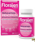 Florajen Triple-Action Menopause Probiotic - Hormonal Balance Hot Flash & Mood Swing Relief - Weight Management & Digestive Support - Featuring Berberine Black Cohosh & Botanical - 30 Capsules