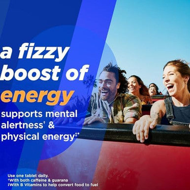 Alka-Seltzer Energy Boost: Caffeine & Guarana, B Vitamins, Supports Mental Alertness And Physical Energy, Daily Energy Supplement, Fizzy Tablets, Sugar-, Light Tropical Punch Flavor, 30Ct
