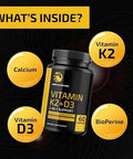 Vitamin D3 K2 5000 IU (60ct) and Magnesium Citrate 500 MG (60ct) Immune System Strong Bones Calm Relaxation Digestion and Muscle Support NonGMO