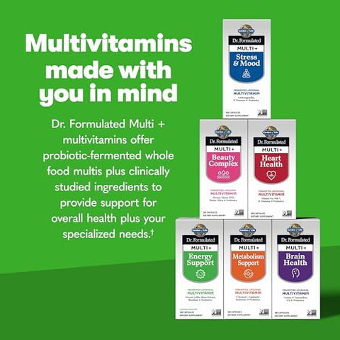 Garden Of Life Dr. Formulated Multi+ Energy Support Capsule With Green Coffee Bean Rhodiola and Probiotics Energy And Immune Support NonGmo GlutenFree 30 Capsules