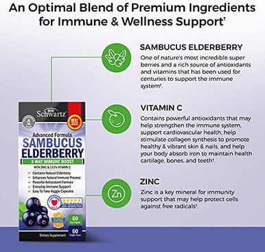 Advanced Strength Pre And Probiotics Supplement With Digestive Enzymes (2 Month Supply) Plus Elderberry With Zinc And Vitamin C For Adults Immune Support (2 Month Supply)