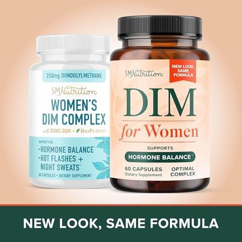 Smnutrition Dim Supplement For Women 250 Mg Estrogen & Hormone Balance Menopause Hot Flashes & Night Sweats Support Dim Complex Estrogen Supplement For Women With Bioperine Gluten 60 Ct