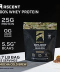 Ascent 100% Whey Protein Powder, Mocha Cold Brew 1.8 Lb & Creatine Monohydrate Powder, Unflavored 45 Servings