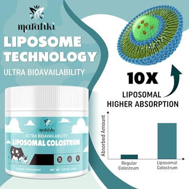 Marafiki Liposomal Bovine Colostrum Supplement - Grass Fed Colostrum Powder - High Bioavailability Easy to Mix (60 Servings)
