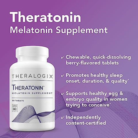 Theralogix Theratonin Melatonin Supplement 90Day Supply Sleep Support Supplement Melatonin To Aid A Good Night'S Sleep Supplement For Women To Support Fertility Nsf 90 Tablets
