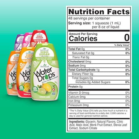 SweetLeaf Water Flavoring Drops - Stevia Water Enhancer, Sugar Free, Zero Calorie Water Additive for Flavor, Contains Monk Fruit Extract, Gluten Free, Keto Friendly - 1.62 Fl Oz (Variety Pack of 6)