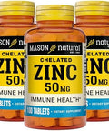 Mason Natural Zinc 50 Mg - Improved Immune System Function, Supports Antioxidant Health, Aids Absorption Of B Vitamins, 100 Tablets (Pack Of 3)