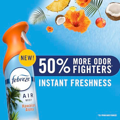 Febreze Air Mist Air Freshener Spray Odor Fighting Room Spray Deodorizer For Home Bathroom Kitchen Office Apartment Dorm Room Classroom Hawaiian Aloha 8.1Oz 6Ct