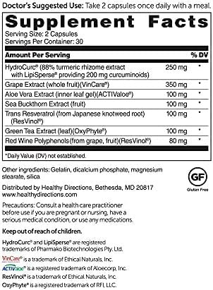 Dr. Whitaker'S Triveratrol Gold ÃƒÂ¢Ã¢â€šÂ¬Ã¢â‚¬Å“ Healthy Aging Supplement With Resveratrol & Extracts Of Aloe Vera, Green Tea, And Turmeric ÃƒÂ¢Ã¢â€šÂ¬Ã¢â‚¬Å“ Provides Antioxidant & Cardiovascular Support (60 Capsules)