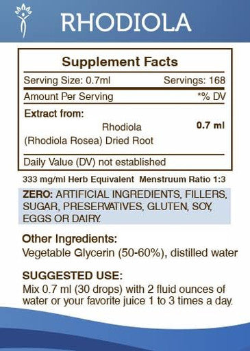 Secrets of the Tribe Rhodiola Alcohol-Free Tincture (Glycerite) 655 mg Rhodiola (Rhodiola Rosea) Dried Root (4 Fl Oz) Energy Support Supplement