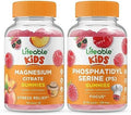 Lifeable Magnesium Citrate Kids + Phosphatidylserine (Ps) Kids Gummies Bundle Great Tasting Vitamin Supplement Gluten Gmo Chewable Gummy