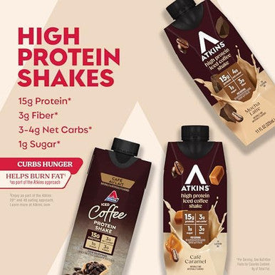Atkins Coffee Lovers Protein Shake Variety Pack Mocha Latte Caf Caramel And Caf Au Lait Flavored Protein Shakes 15G Protein 3G Fiber Glp1 Friendly 12 Count