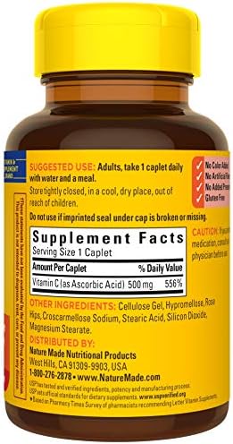 Vitamin C 500 Mg Caplets With Rose Hips 130 Count