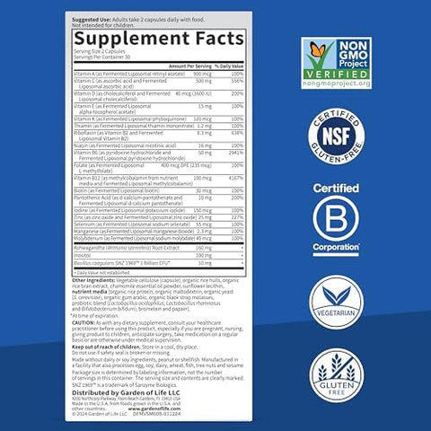 Garden Of Life Dr. Formulated Multi+ Stress and Mood Capsule With Ashwagandha B Vitamins and Probiotics Daily Multivitamin For Occasional Stress Relief Immune Support GlutenFree 60 Capsules