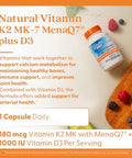 DoctorS Best Natural Vitamin K2 Mk7 Plus D3 Vit D3 And K2 Mk7 Supplement For Men and Women Supports Tissue Artery and Bone Health NonGmo Gluten Soy Vegetarian 60 Veg Caps