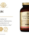 Solgar Lipotropic Factors 100 Tablets - Liver Support - Vegan Gluten Free Dairy Free Kosher - 33 Servings