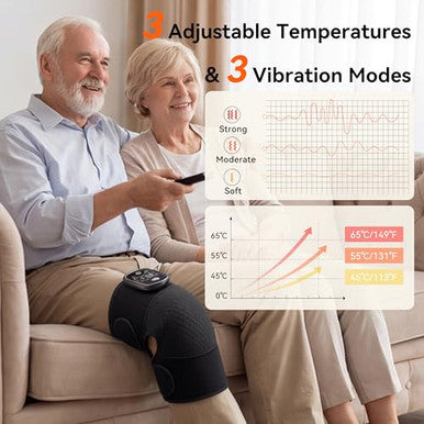 Ltnile Electric Cordless Knee Massager With 3 Heat 3 Vibration3-In-1 Knee Heating Pad For Pain ReliefArthritisAuto-Off Timer Knee Brace For Shoulder Elbow Ideal s For Men Women Dad Mom(BlackPair)