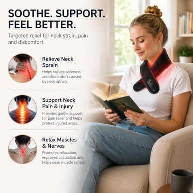 Dus Red Light Therapy For Neck Portable 660Nm & 850Nm Infrared Light Device For Muscle Relaxation Skin Firming Pain Relief & Improved Circulation Rechargeable With Timer