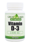 Great Lakes Nutrition Vitamin D3 Vegan Vitamin D Supplement for Men & Women 1500IU 100 Tablets