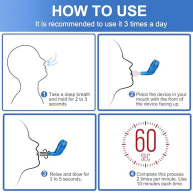 Giyosk Breathing Exercise Device For Lungs Mucus Removal Flutter Flutter Valve Mucus Removal Device With A Set Of Accessories Breathing Trainer For Lung Cleanse(Blue)