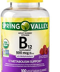 Spring Valley Adult Gummy Vitamin B12 Metabolism Support Natural Fruit Flavor 100 Gummies