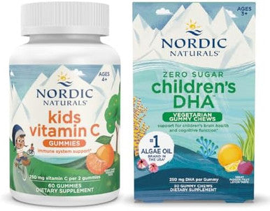 Nordic Naturals Starter Pack Children'S Dha Veg Gummy Chews And Kids Vitamin C Gummies