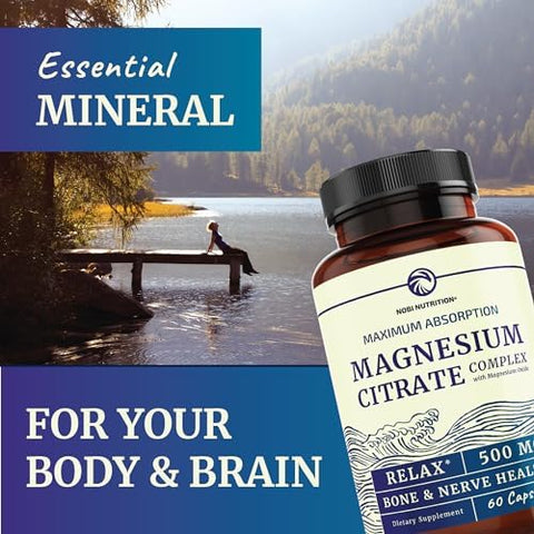 Vitamin D3 K2 5000 IU (60ct) and Magnesium Citrate 500 MG (60ct) Immune System Strong Bones Calm Relaxation Digestion and Muscle Support NonGMO