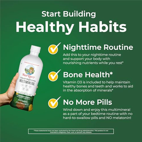 Maryruth'S Liquid Morning Multivitamin (Strawberry) & Liquid Nighttime Multimineral (Pineapple) Clean Label Project Verified Vitamins & Magnesium For Energy Bedtime & Overall Health Vegan