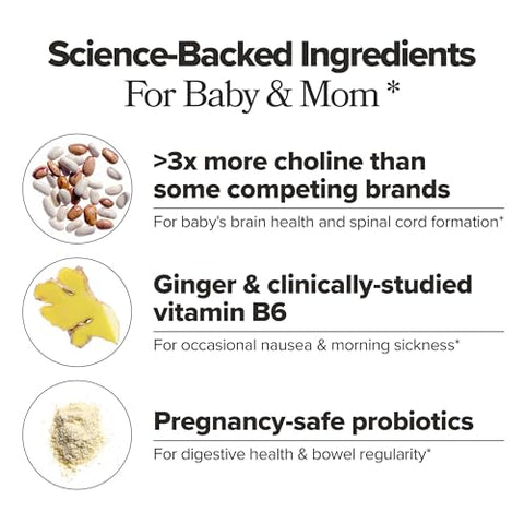 O Positiv Preggo Prenatal Probiotic Multivitamin Capsules Obgyn-Formulated Advanced Prenatal With Folate Choline Omega-3S Vitamins Minerals & Probiotics 30 Servings