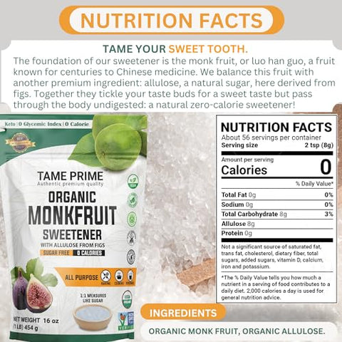 Organic monkfruit with allulose from figs white 1 LB and brown 1 LB