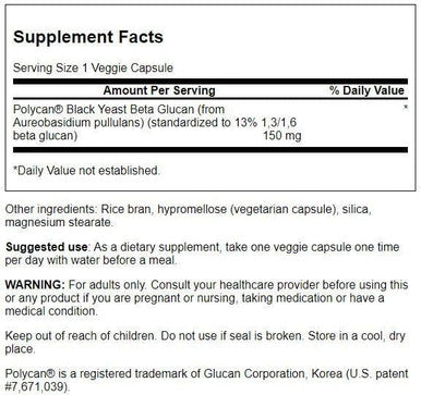 Swanson Polycan Black Yeast Beta Glucan 150 Milligrams 30 Veg Capsules (3 Pack)
