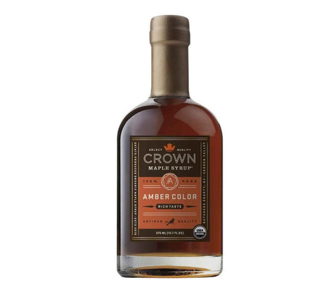 Crown Maple Certified Organic Dark Color Robust Taste Maple Syrup, Pure, Gluten Free, No Preservatives, Non-GMO pairs well with Pancakes, Coffee, Cocktails & Brunch, 12.7 Fl Oz (Pack of 1)