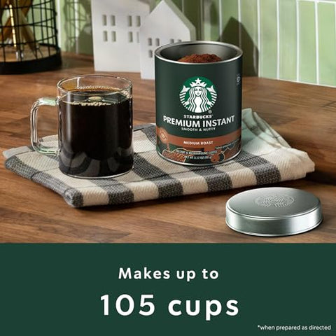 Starbucks Premium Instant Coffee Medium Roast, 3 Tins 3.17 oz | 100% Arabica premium instant and microground coffee; Medium Roast; 3 tins, 3.17 oz each