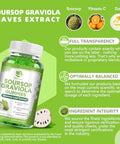 Lukaree (2 Pack) Soursop Graviola Gummies Soursop Leaves Extract W/Vitamin C Zinc & Whole Natural Food For Immunity Liver Zzz & Antioxidant Gluten Vegan 120 Gummies