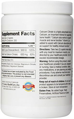 21St Century Calcium Citrate Plus D Maximum Caplets 400 Count (Pack Of 2)