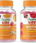 Vitaworks Lifeable Biotin Kids + Calcium With Vitamin D Kids Gummies Bundle Great Tasting Vitamin Supplement Gluten Gmo Chewable Gummy