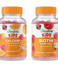 Lifeable Biotin Kids + Calcium with Vitamin D Kids Gummies Bundle Great Tasting Vitamin Supplement Gluten Free GMO Free Chewable Gummy