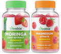 Lifeable Magnesium + Moringa Leaf Gummies Bundle Great Tasting Vitamin Supplement Gluten Gmo Chewable Gummy