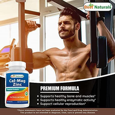 2 Packs Best Naturals Calcium Magnesium Zinc 180 Tablets Essential Cal Mag Zinc Mineral Complex (Total 360 Tablets)