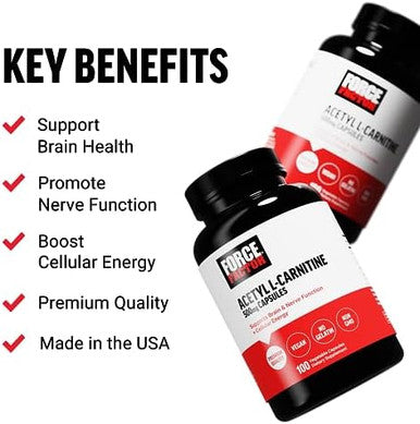Force Factor Acetyl Lcarnitine Brain Supplement Nerve Support Supplement And Cellular Energy Booster Acetyl Lcarnitine 500Mg Premium Quality Vegan Nongmo 100 Vegetable Capsules