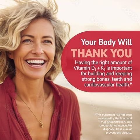 21st Century Vitamin D3 125 mcg (5000 IU) + K2 100 mcg Capsules 120 Count Bone Teeth and Heart Support NonGMO Milk Lactose Soy Wheat and Gluten Free