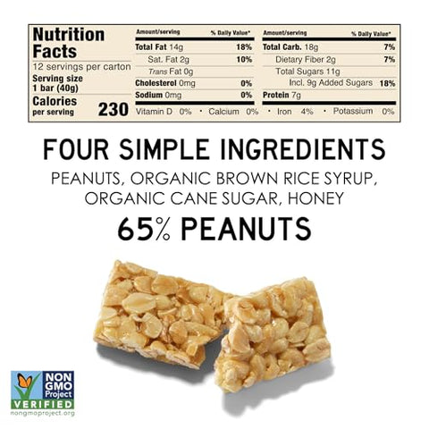 South 40 Snacks Crunchy Nut Bars, Peanut Bar, 40g (Pack of 12)