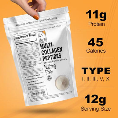 It'S Just - Multi Collagen Peptides (Types I Ii Iii V X) W/Vitamin C Biotin Hyaluronic Acid No Added Flavor Tested For Heavy Metals Gluten Free Non-Gmo Unflavored / 20Oz
